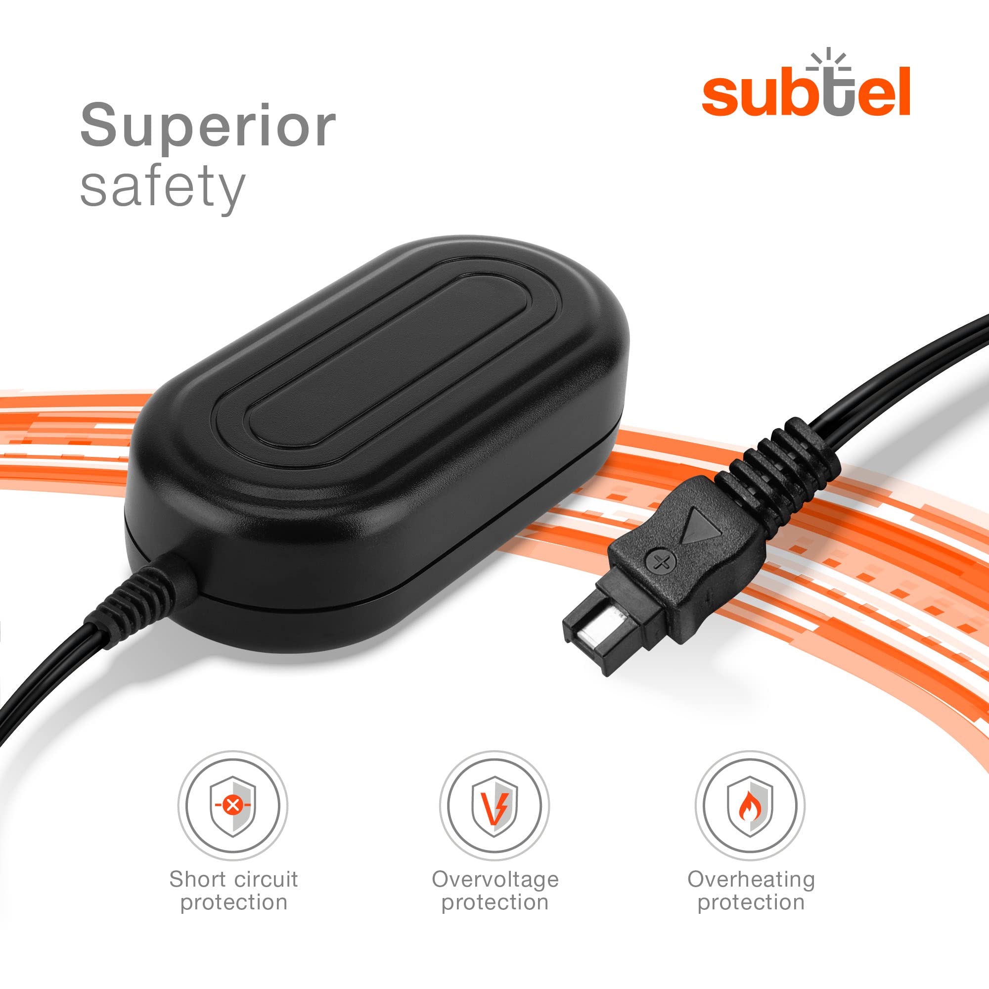 subtel Alimentatore CA-570 compatibile con ca. 3m Adattatore, Alimentazione da corrente di rete Caricatore, Cavo Ricarica