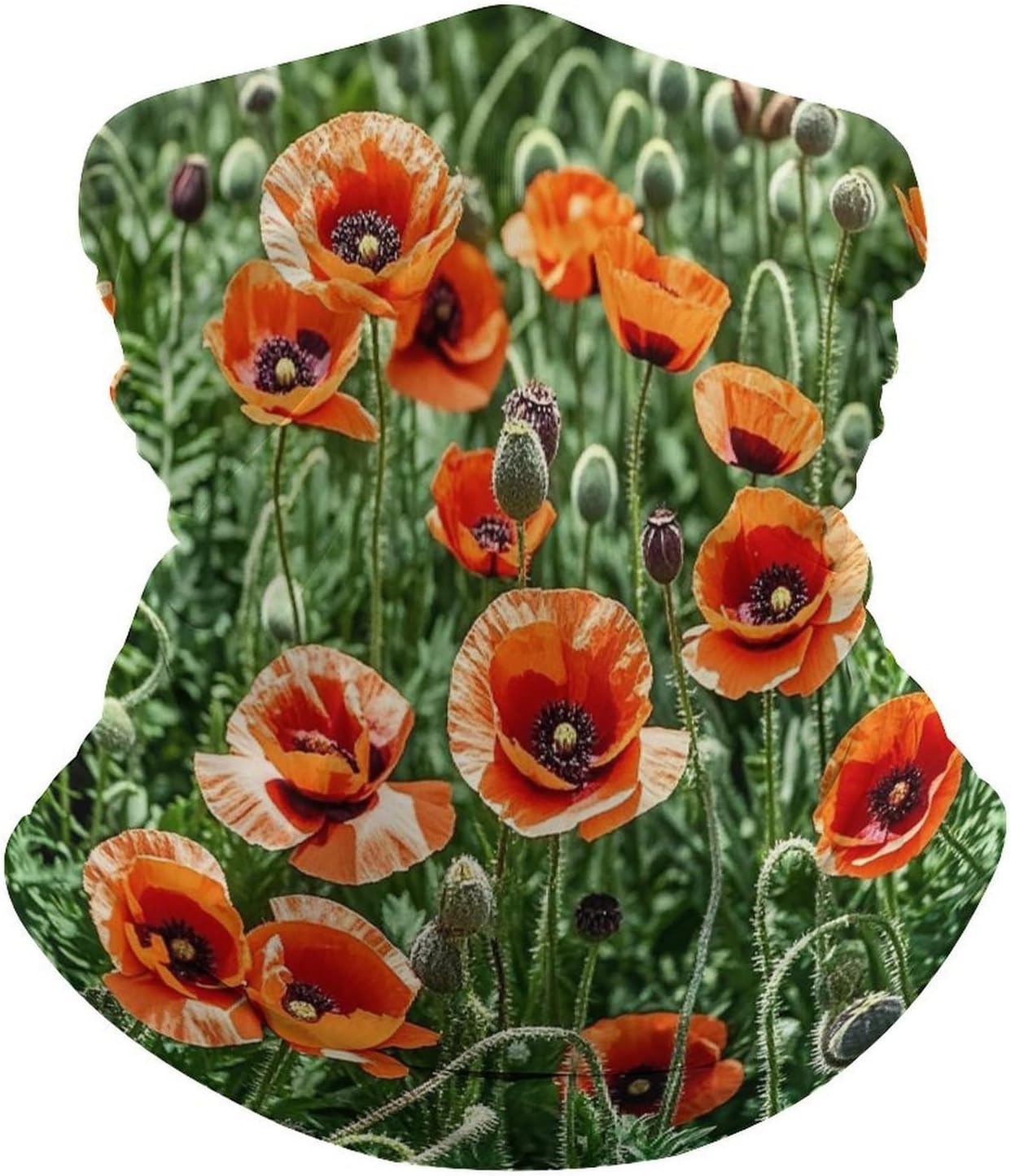 Red Poppy Flowers Leaves Neck Gaiter Face Cover Scarf Multipurpose Sunscreen Breathable Bandana Head Scarfs Soft Sun & Wind-proof Face Mask Gator Scarf for Adult Outdoor