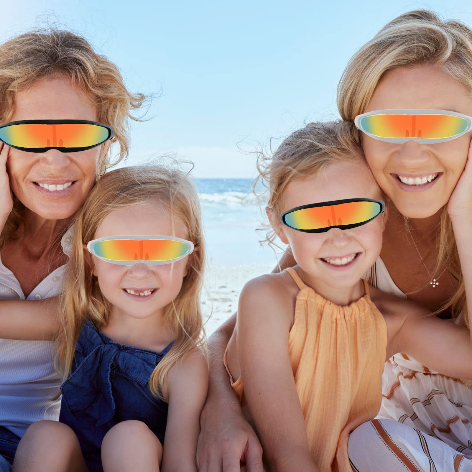 2 Stück Space Brille Alien Brille Set,Futuristische Sonnenbrille, Partybrille, Funbrille, Sonnenbrille Futuristisch, für Party Wrap Gläser Spiegel Foto Requisiten Cosplay Kostüm Brille Spielzeug