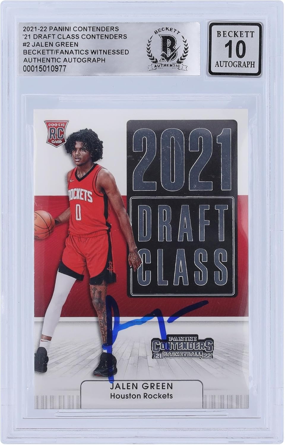 Jalen Houston Rockets Autographed 2021-22 Panini Contenders 2021 Draft Class #2 Beckett Fanatics Witnessed Authenticated 10 Rookie Card - Basketball Slabbed Autographed Rookie Cards