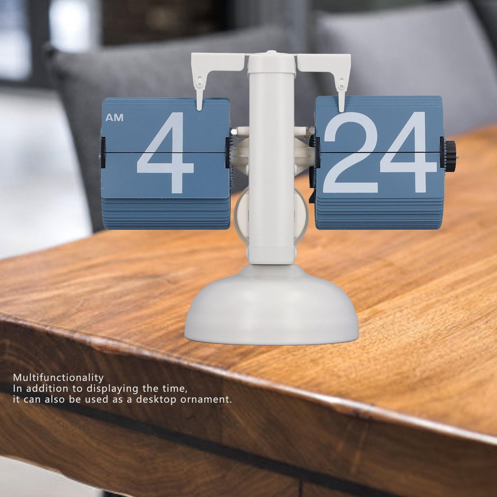 VGEBY Mechanische Flip-Uhr, Einbeinige Europäische Vintage-Seitendrehuhr, Flip-Down-Uhr für Wohnzimmer (Weißer Rahmen, Blaue Seite)