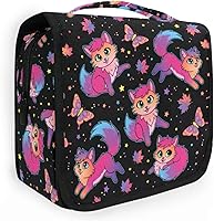 Vista 21 de Neceser colgante con calavera y mariposa de llama, bolsa de maquillaje de viaje para artículos de tocador, organizador de artículos de aseo portátil