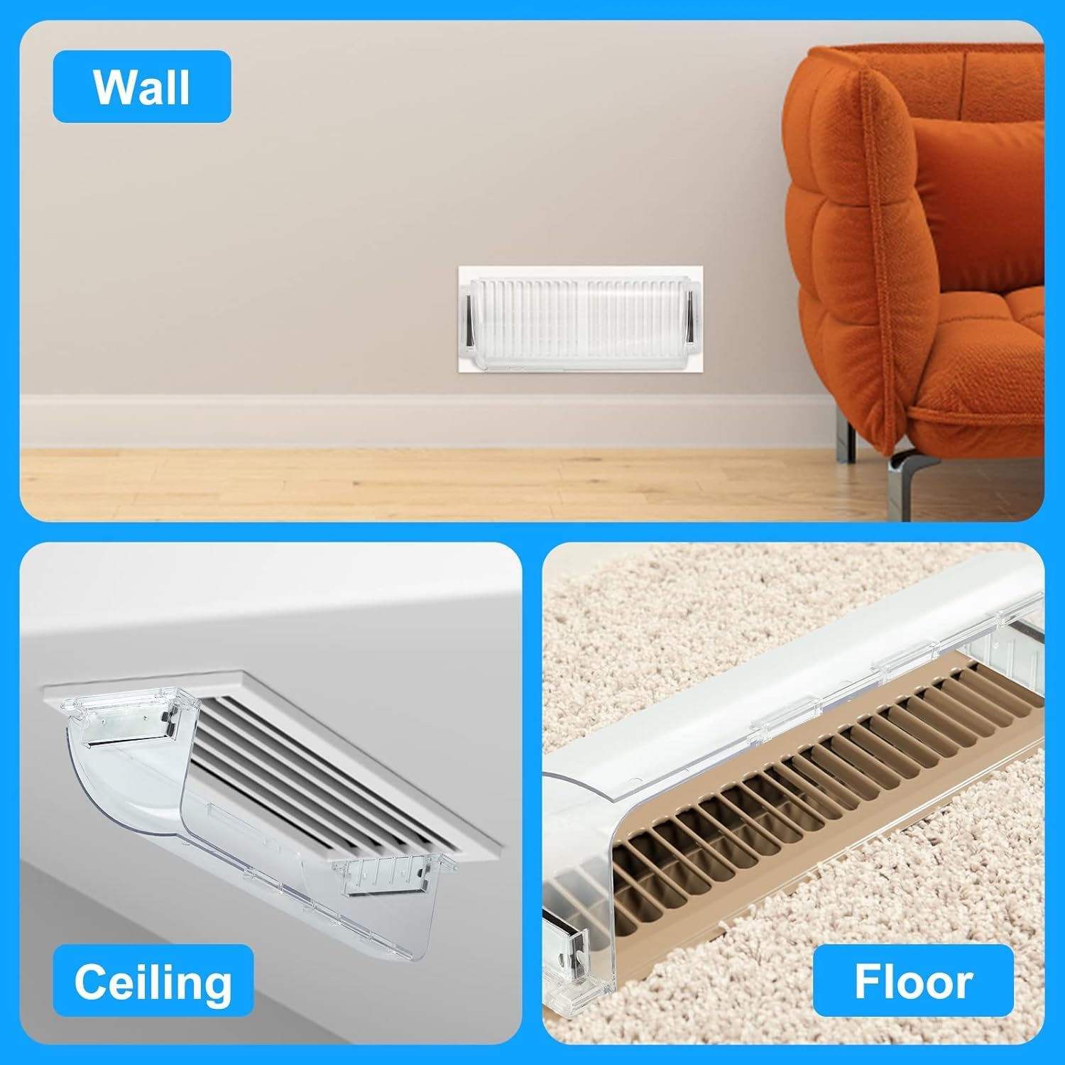 Air Vent Deflectors Adjustable Magnetic Heat and Vent Cover,9" to 15"Inches-Heavy Duty Unbreakable Plastic with Magnet Secure Design ，for Vent Covers for Home Floor，Sidewal，Ceiling Registers,2 Pack…