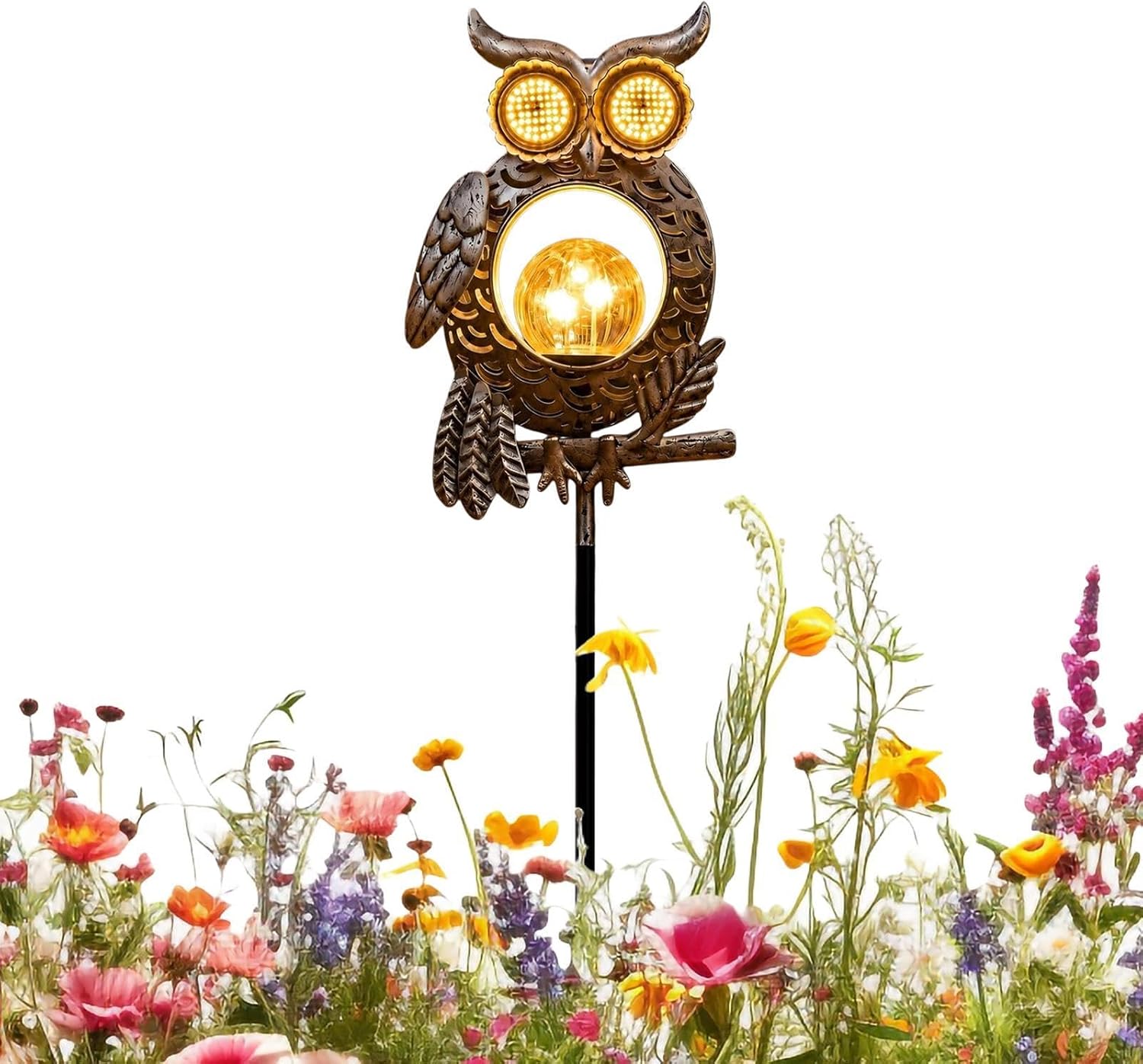 Owl Solar Light Funny Blinking IP65 Waterproof Metal Decorative Yard Art
