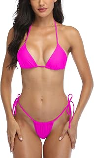 Thong Bikini Swimsuit for Women Brazilian Bottom Triangle Bikinis Top Bathing Suit