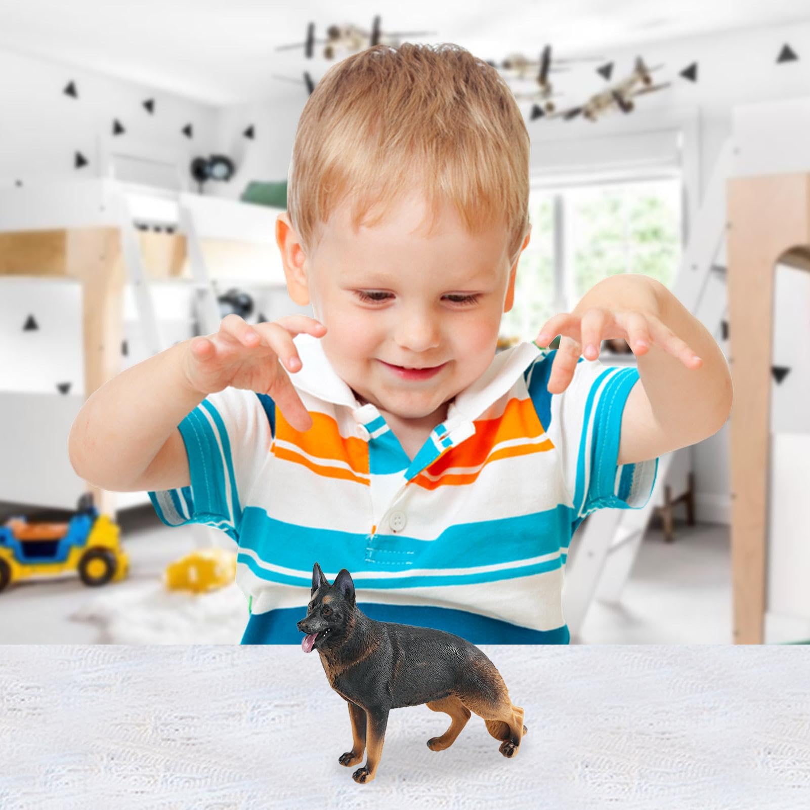 Amazon.co.jp: リアルな子犬の置物、犬の置物おもちゃセット、多機能犬 