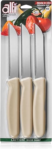 Alfi Cuchillos multiusos con punta puntiaguda de precisión aeroespacial, suministros para el hogar y la cocina, juego de cuchillos dentados para