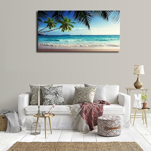 Miniatura 3 de Arte de pared grande con olas del océano, cuadros de lienzo, palmeras, arena, playa, paisaje marino, moderno, verano, mar, naturaleza, lienzo, arte