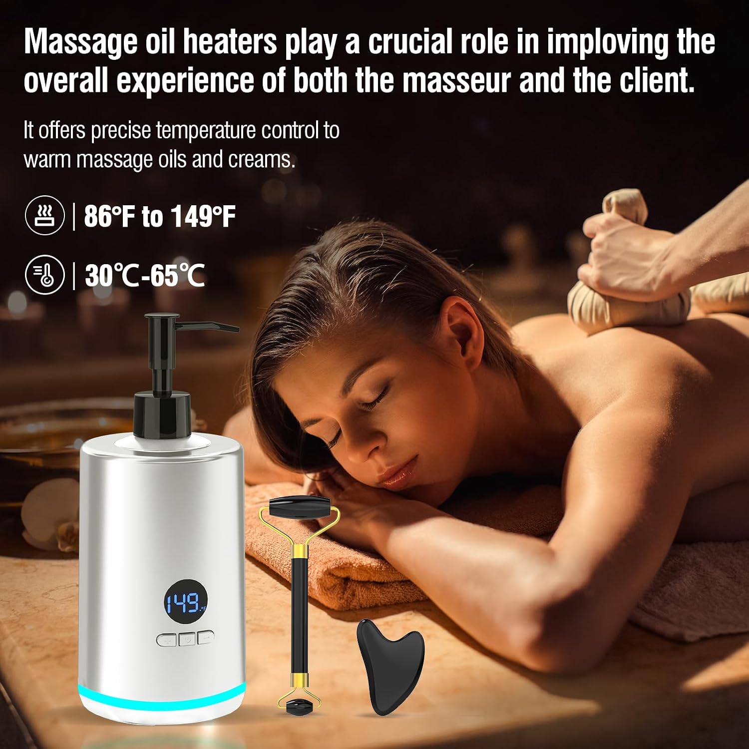 Massage Oil Warmer for SPA, Digital Adjustable Temperature(86-149°F)