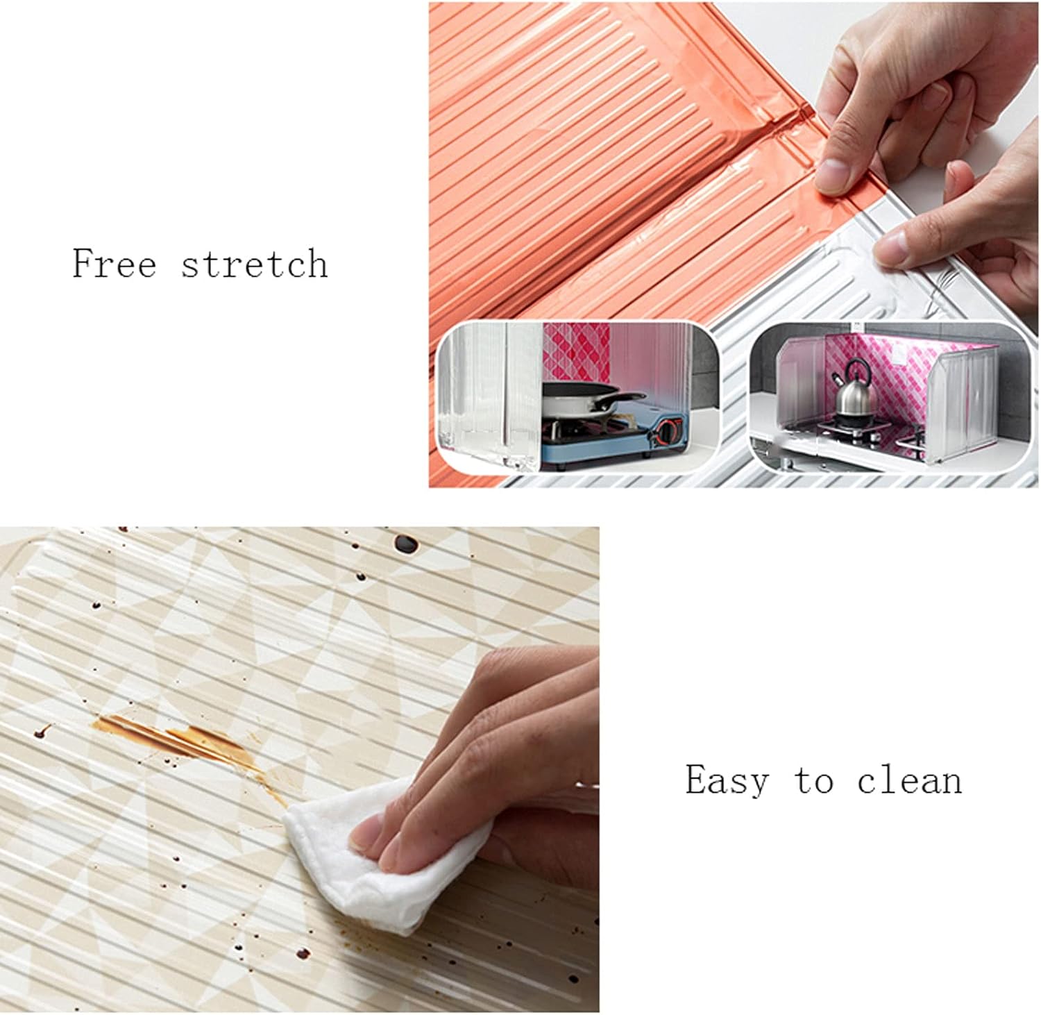 Guard Oil Barrier 3 Sided Anti Splatter Shield Guard Stretchable Oil Splatter Screen Board Aluminum Foil Oil Block Oil Barrier Oil-Proof Splash Kitchen Tool Sided Splash Guard