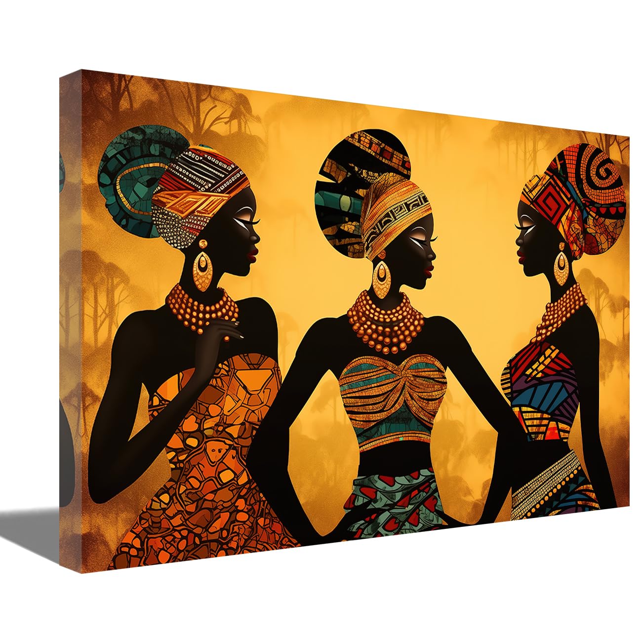 LMYSXAOZ African American Canvas Wall Art Black Prints Girl Portrait Colorful Retro Style Ethnic Painting for Home Decor (A,20.00" x 30.00")