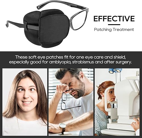 Miniatura 7 de eZAKKA Parches para ojos para adultos y niños, ojo izquierdo y derecho, 2 piezas de parches médicos para anteojos de seda para ojos perezosos,