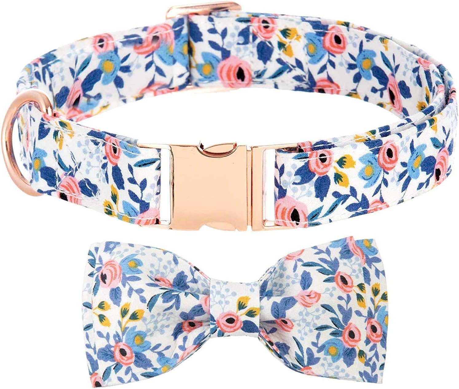 Bow Tie Collar for Dogs, Girl Dog Collar Puppy Collars Floral Pattern Personalized Dog Collar Dog Collar with Bow Adjustable Cute Collars for Small Medium Large Dog