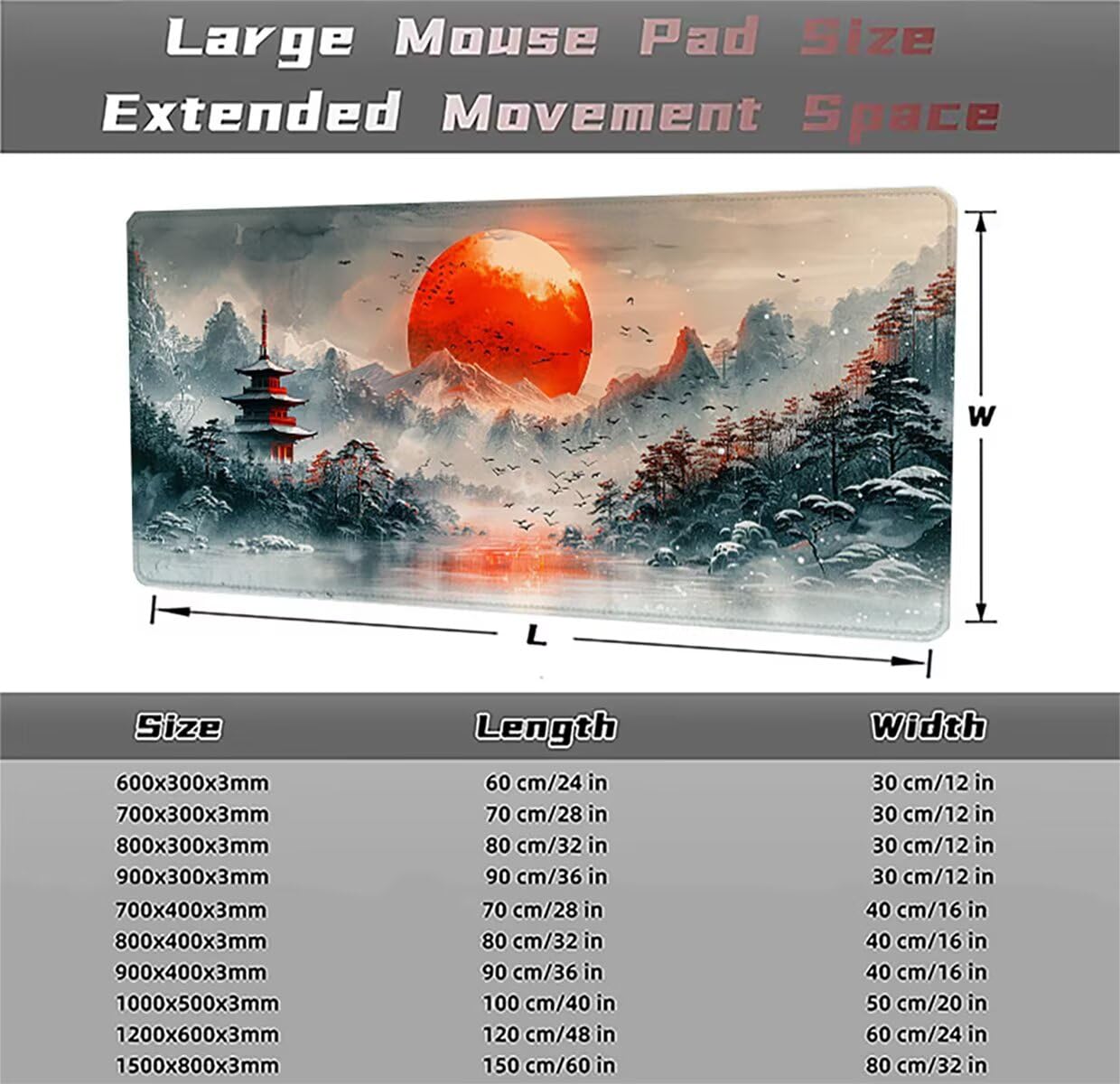 Podkładka pod mysz do gier XXL duża mysz 1500 x 800 x 3 mm, duża podkładka pod biurko z antypoślizgową gumową podstawą dla zwiększenia precyzji i szybkości Architektura PjY15181 N-U