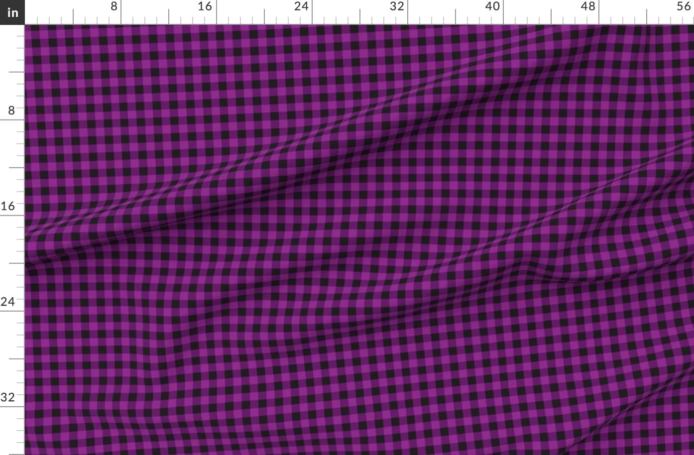 Spoonflower Fabric - Purple Buffalo Plaid Printed on Organic Cotton Sateen Fabric by The Yard - Sewing Quilting Apparel Home Decor