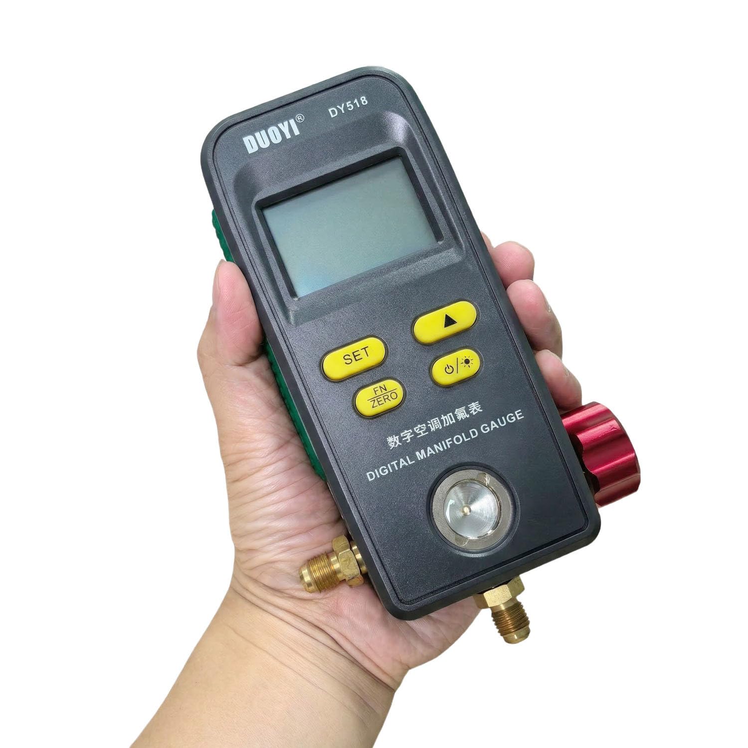 Digital Refrigerant Manifold Gauge Set with 93 Refrigerant Databases, HVAC Pressure Gauge for Vacuum & Leak Testing, Backlit LCD, HVAC Diagnostic Tool