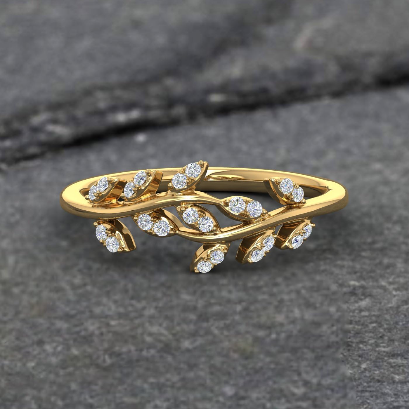 10K Gold Diamond Nature Wedding Band (0.15 Carat)