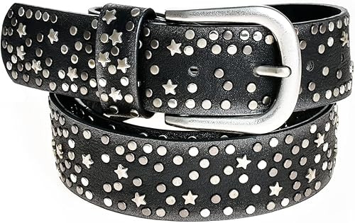 ILuvatar Cuero + PU remache cinturón Rhinestone tachonado cinturones mujer cuero rock mujeres correa para jeans