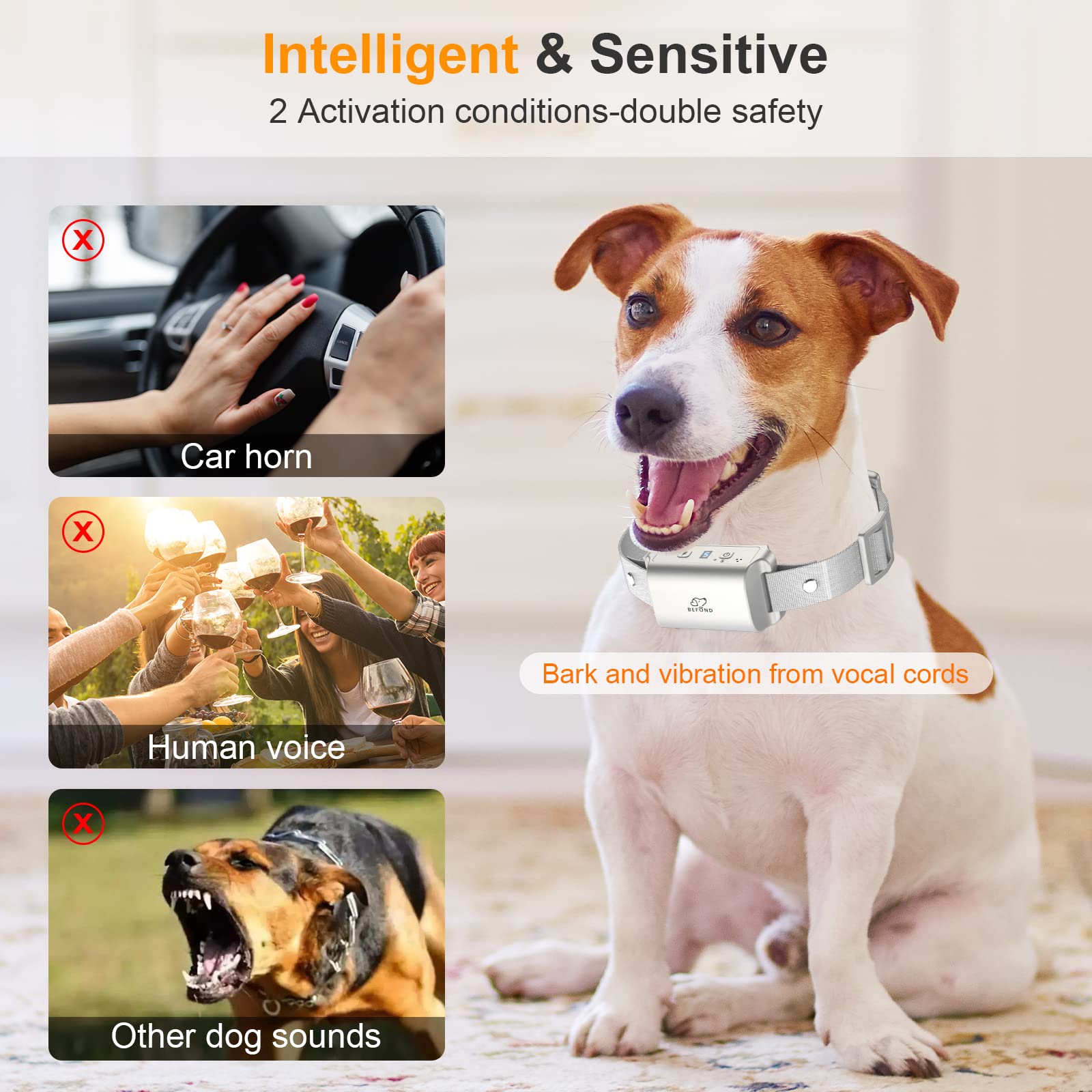 Bark Collar for Dogs, Anti Barking Training Collar with 3 Adjustable Sensitivity and 7 Intensity Beep Vibration for Small Medium Large Dogs