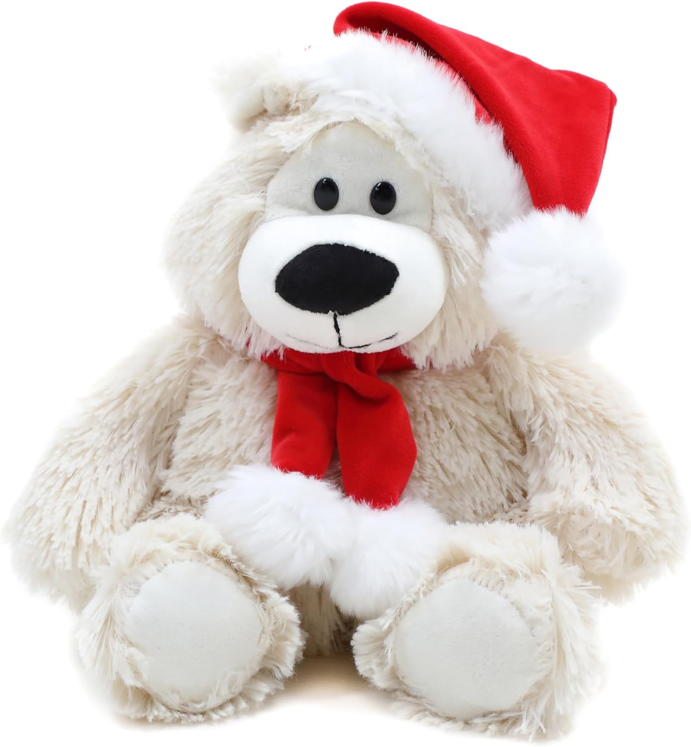 Plushland Oso de Peluche Suave Navidad con Gorro y Bufanda 30 cm