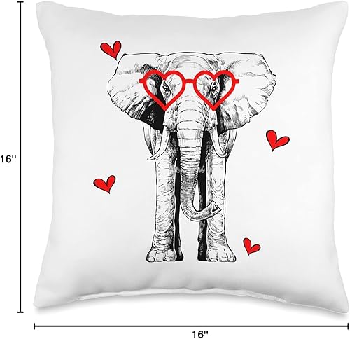 Miniatura 4 de Happy Valentines Day Elephant Safari Animal Lover Elefante con lentes de corazón para el día de San Valentín almohada para amantes de la vida