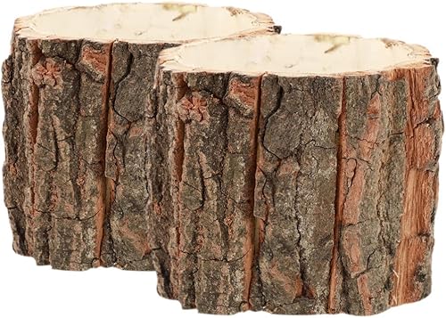 Macetero de tocón de árbol, plantador de tocón de árbol, plantas de interior, 2 piezas de tocón de madera, decoración de tocón de árbol, maceta de