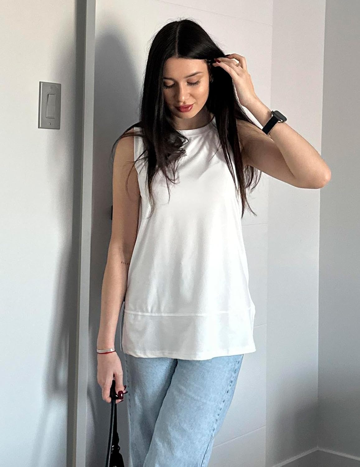 Zeagoo Womens Summer Tops Dressy Casual High Neck Sleeveless Shirts Basic Loose Fit Tank Tops Beach Vacation 2 Pack - Image 2