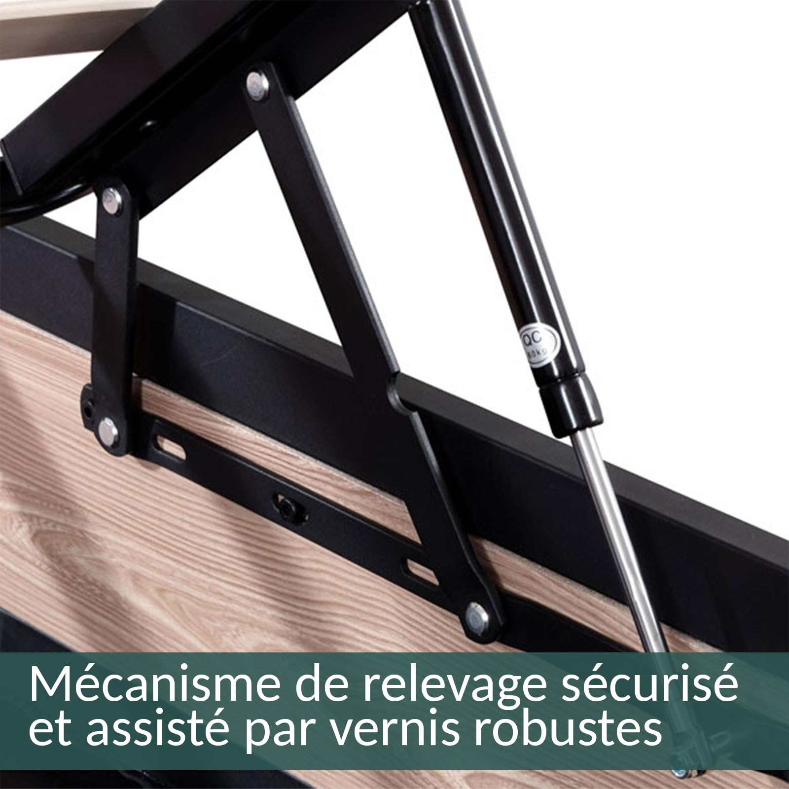 SAMPUR - Lit Coffre Style Industriel et sommier à Lattes | Espace de Stockage XXL | Robuste et Large Angle d’Ouverture (Bois Clair, 140x190 cm)
