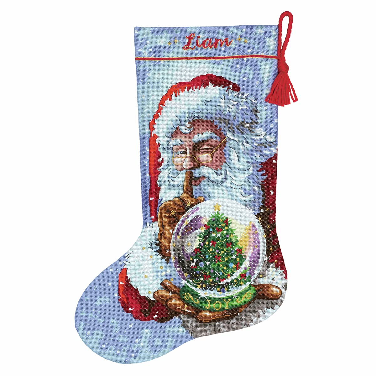 Dimensions Gold Collection Santa's Snow Globe Stocking Counted Cross Stitch Kit, 16" Long