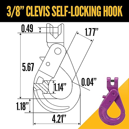 Miniatura 6 de US Cargo Control - Eslinga de cadena ajustable de 3 patas de 38 pulgadas x 5 pies con gancho de autobloqueo - Acero de aleación de grado 100 -