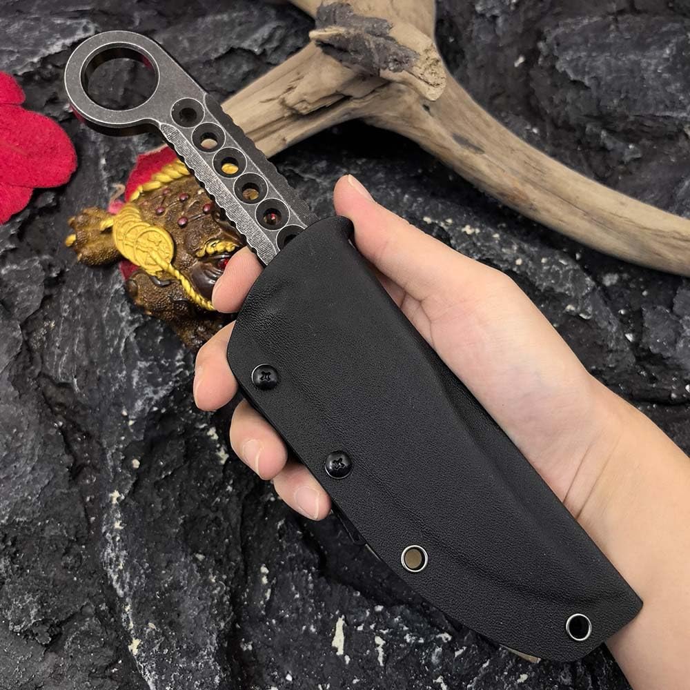 Festes Gegen Full Tang messer Edc Outdoor Jagdmesser Feststehende klinge tanto, gegen Einhandmesser, gerade scharfes stahl messer aus loch griffe, survival neck knife, Gürtelmesser mit Kydex scheide