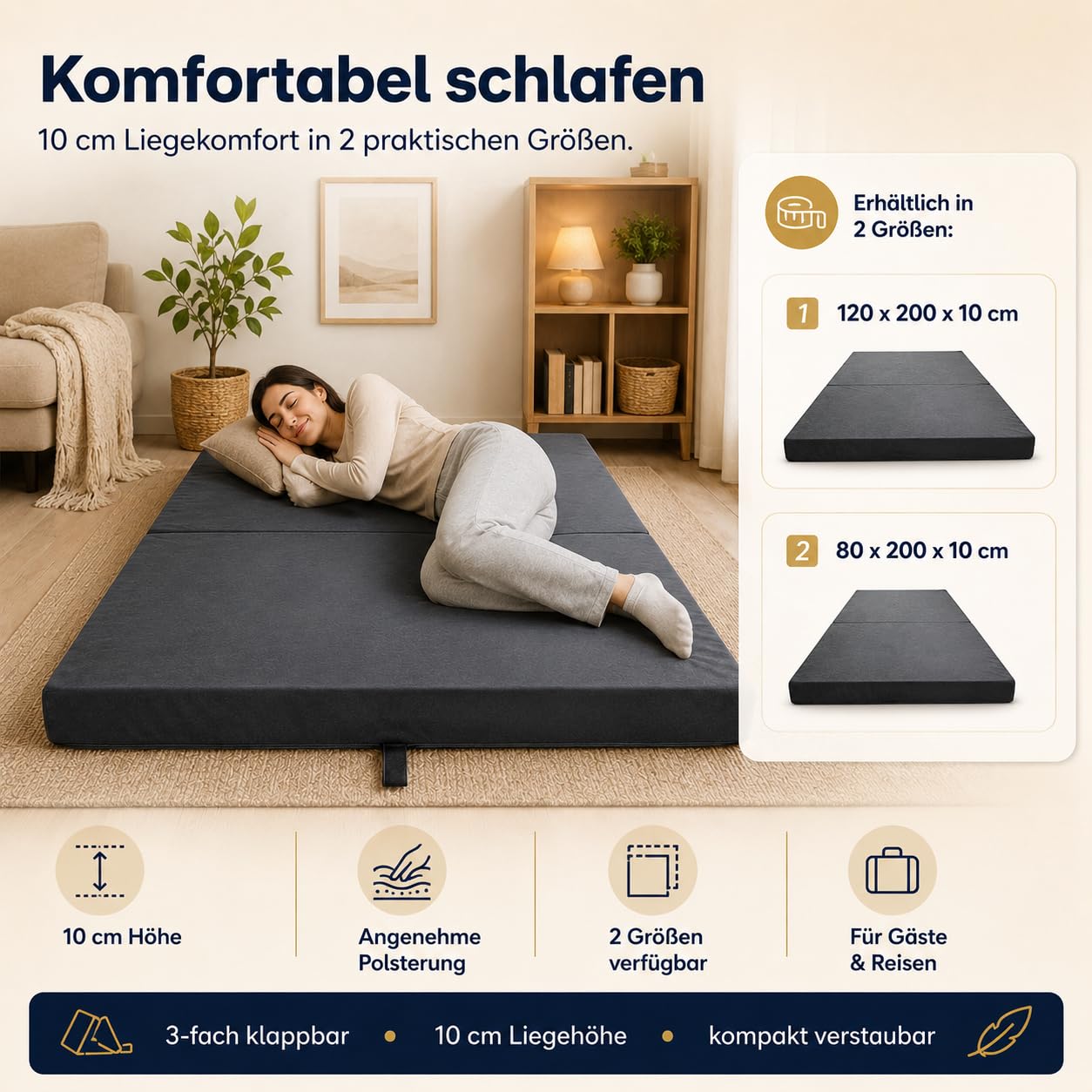 ODOL-PLUSZ Faltmatratze Klappmatratze Matratze faltbar klappbar Gästematratze Reisematratze