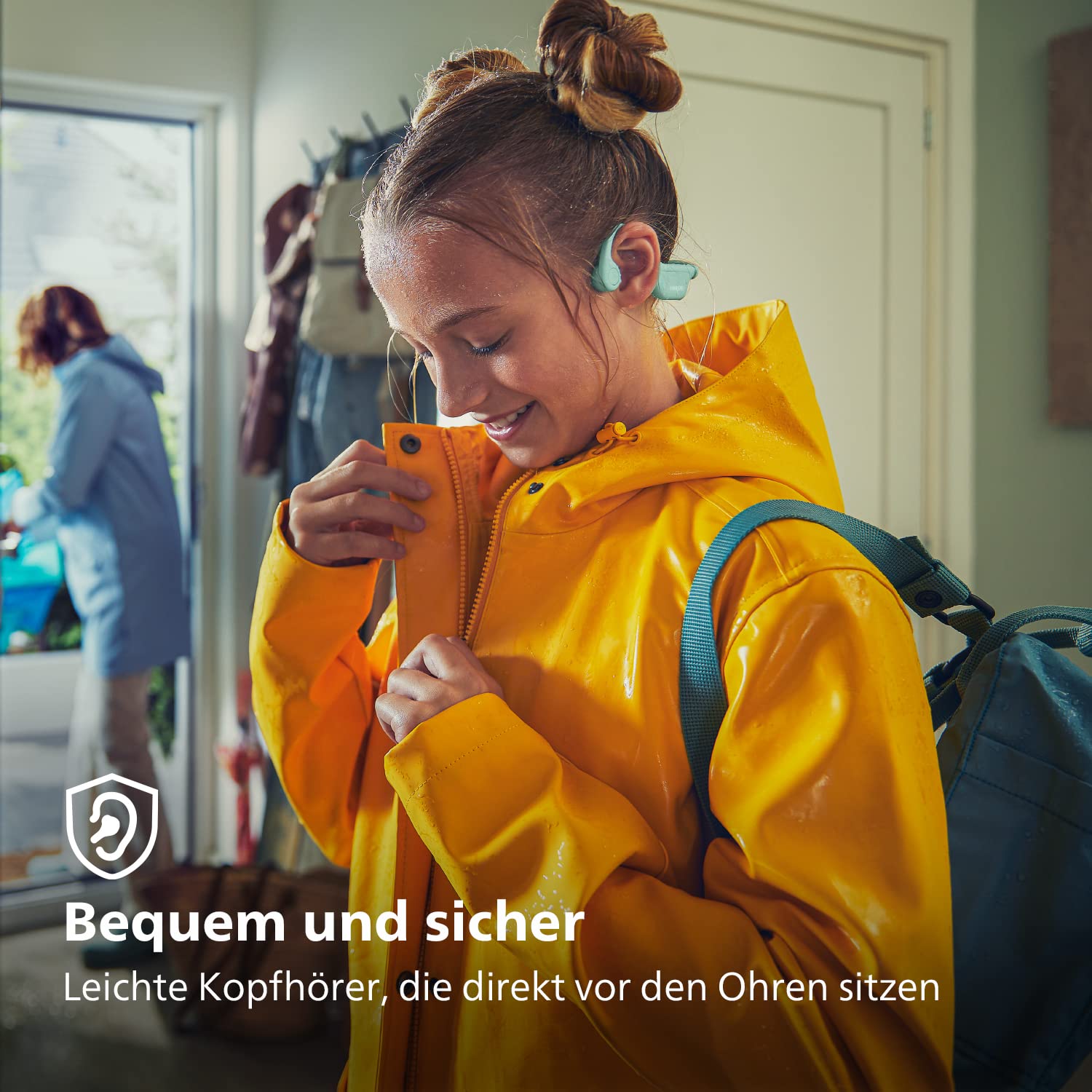 Philips TAK4607GR/00 Kabellose Open-Ear-Kopfhörer für Kinder, IPX5 Wasserschutz und bis zu 5 Stunden Wiedergabezeit, Kindersicherung, Verstellbarer Kopfbügel, kristallklare Anrufe, grün