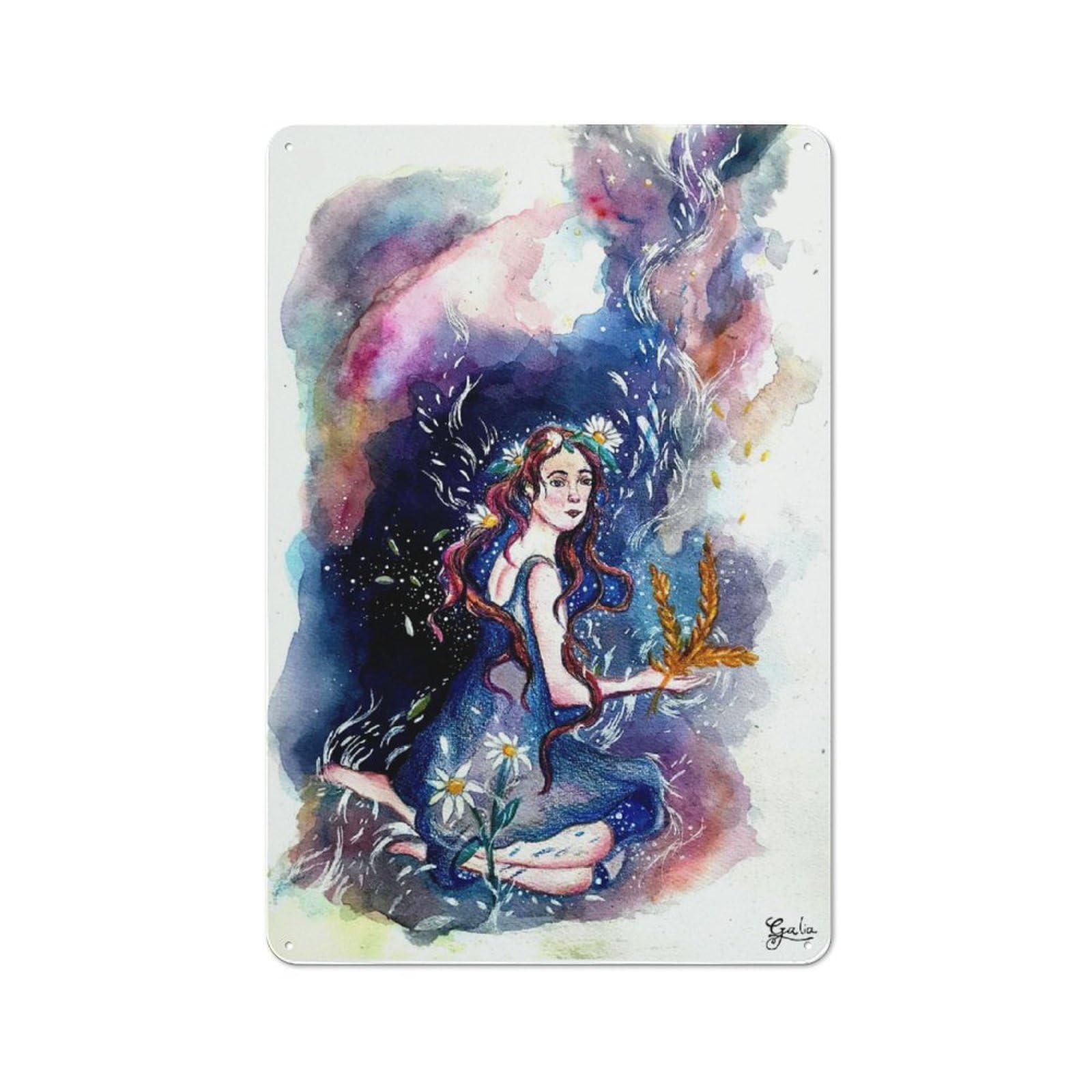 Junmoney Signo Zodiacal Virgo Metal Wall Sign 30X20cm Featuring For Garage Wall, For Kitchen, Dining Room And Home Bar Wall Decor