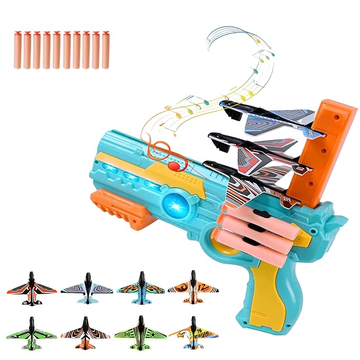 Buy Airplane Toy,2 in 1 Bubble Catapult Plane Gun with Flashing Light