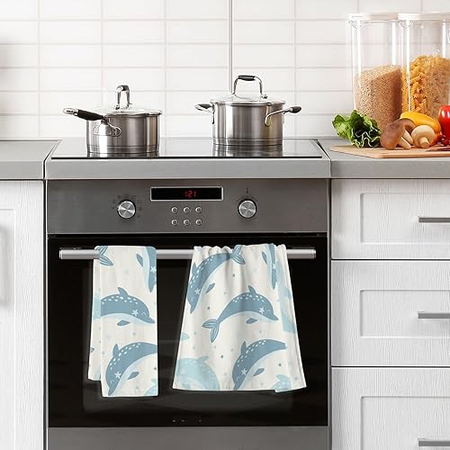 Miniatura 5 de Cute Dolphin - Toallas de mano para baño, paquete de 2 toallas de mano de algodón puro, suaves y altamente absorbentes, para hotel, spa, 16 x 28