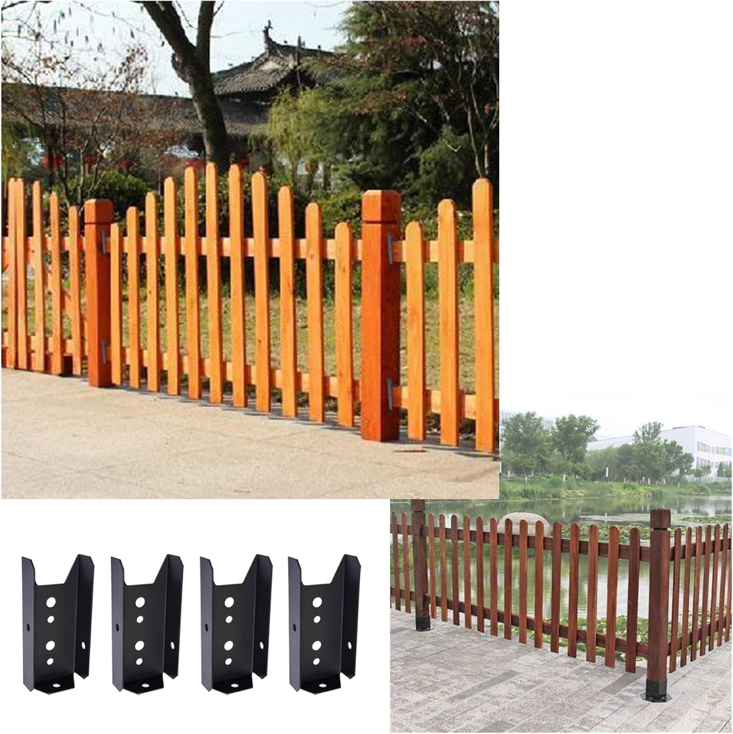 48x 2x4 Brackets for Wood Rail Deck Railing Brackets Connectors for Wood Post 20 Gauge Fence Brackets (Black Color) - Image 2