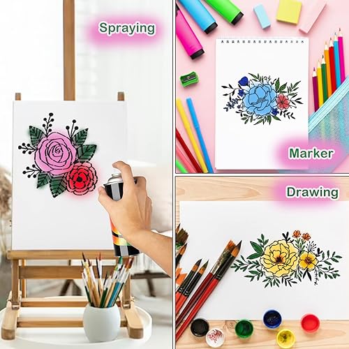 Miniatura 8 de 11 plantillas de flores grandes para paredes, tela de lona, manualidades, plantilla floral de rosa para pintar sobre madera, reutilizable, magnolia