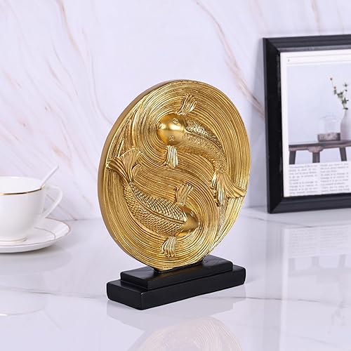 Miniatura 5 de Estatua de pez decorativa de Feng Shui, arte moderno, esculturas de buena fortuna para manto, sala de estar, estantería, centros de mesa de comedor,