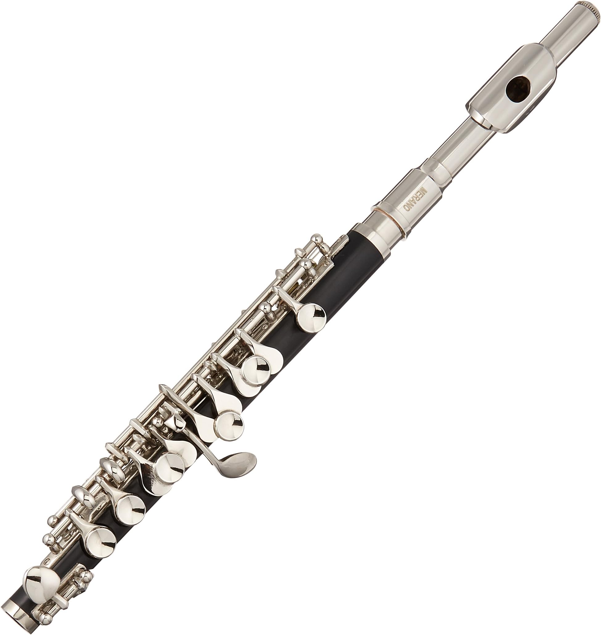 Merano GWD800BK Key of C Piccolo with Zippered Case and Cleaning Cloth, Black/Silver