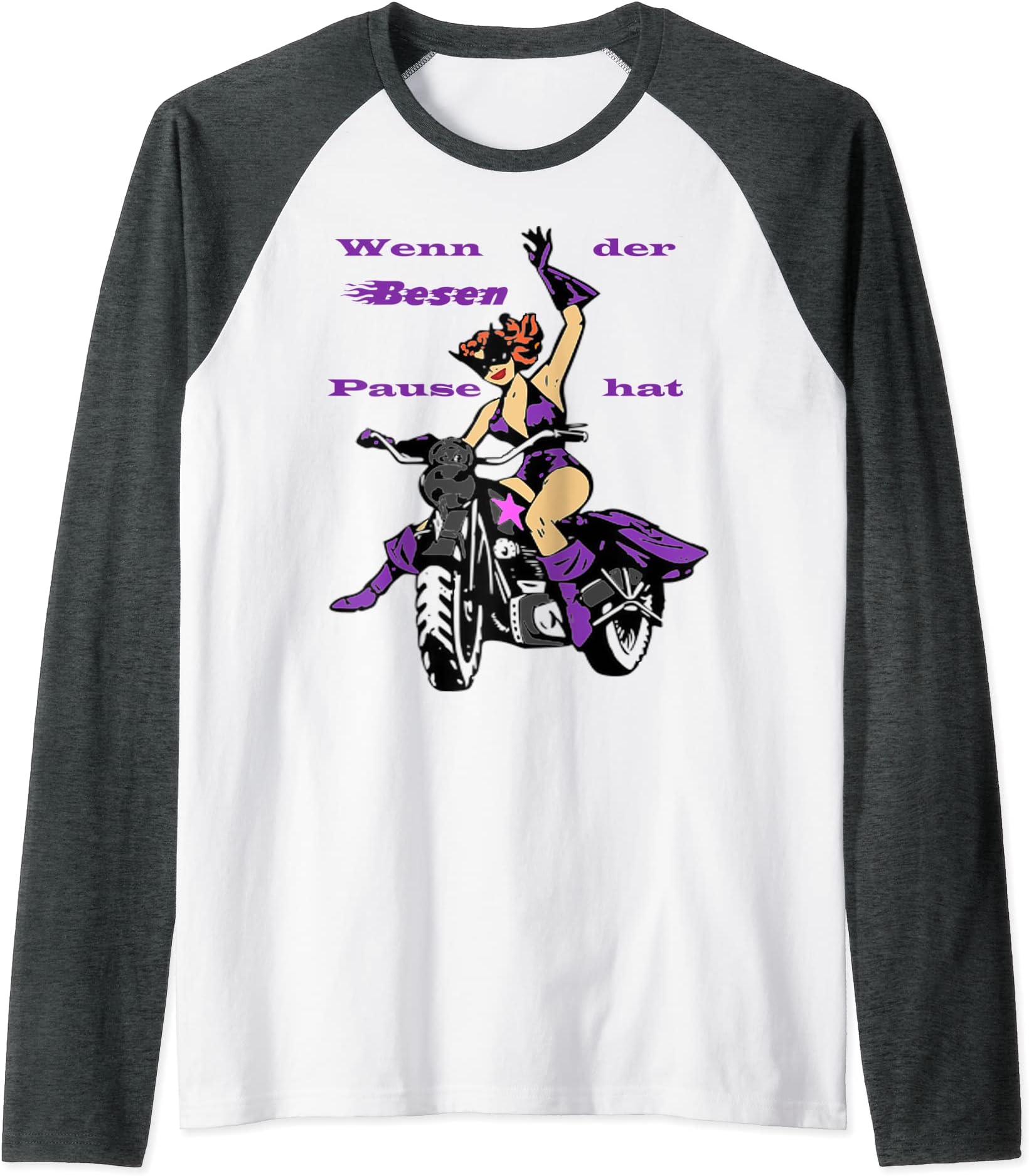 When the broom has break, witch motorcycle Raglan Baseball Tee