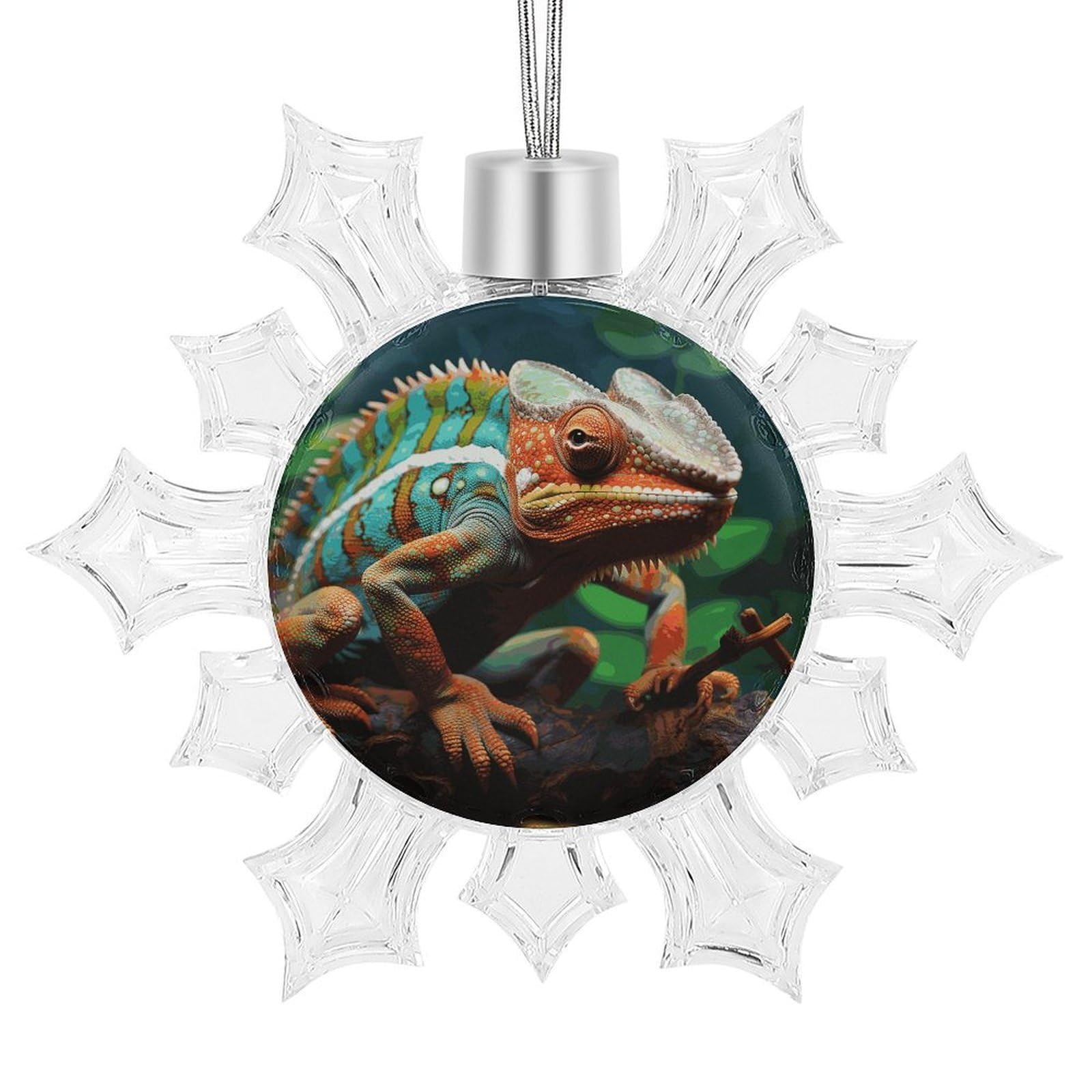Cute Chameleon Snowflake Ornaments Cute Snowflake Pendant Exquisite Christmas Tree Ornaments for Christmas Weddings New Year Birthday Holiday Celebration