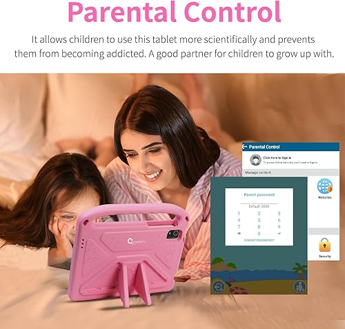 Miniatura 3 de CWOWDEFU Tablet para niños, tableta Android 14 de 10 pulgadas para niños con funda protectora, identificación facial, almohadilla para niños con