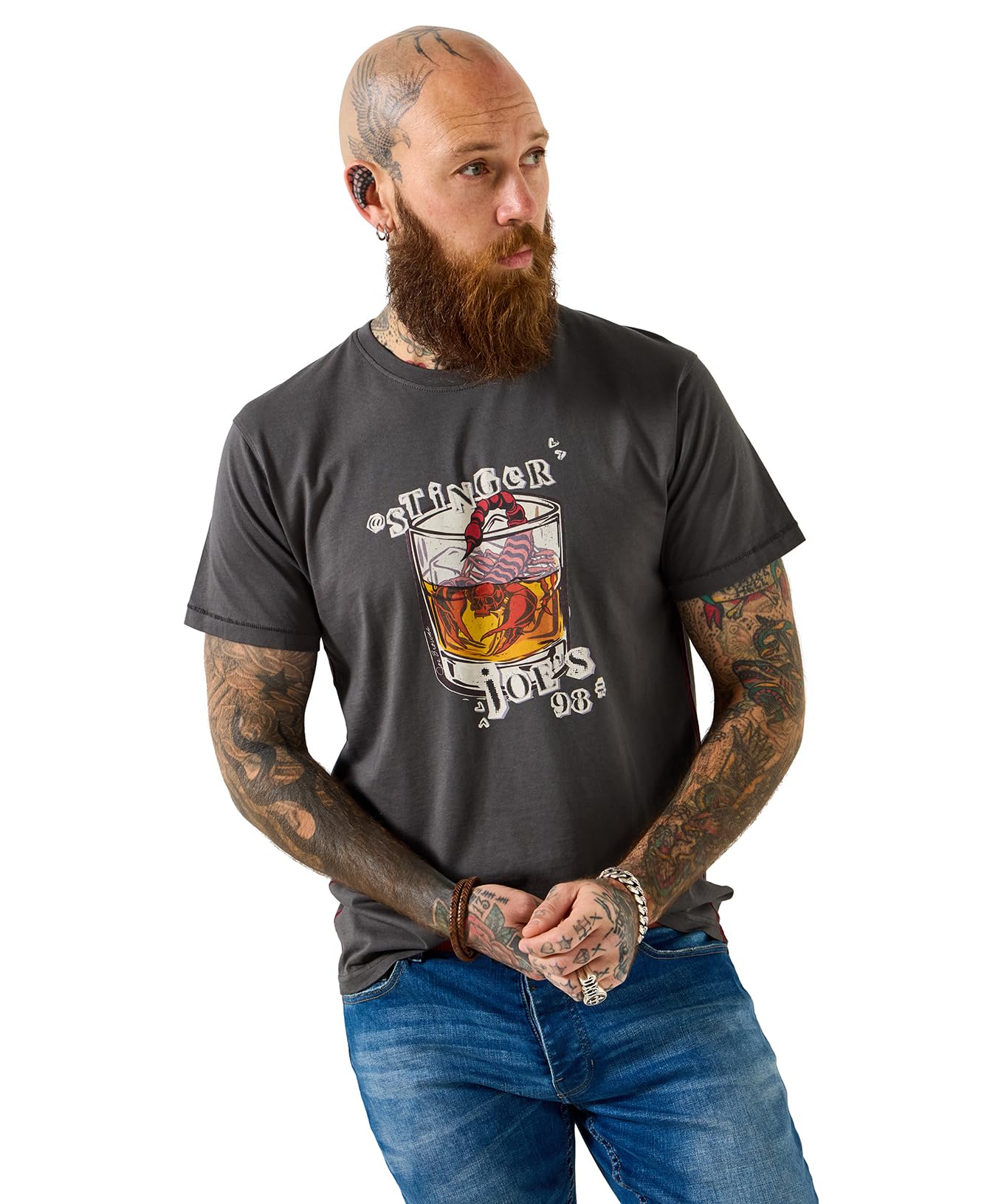 Joe Browns Men's Grey Scorpion Graphic Tee, Regular, Uk L