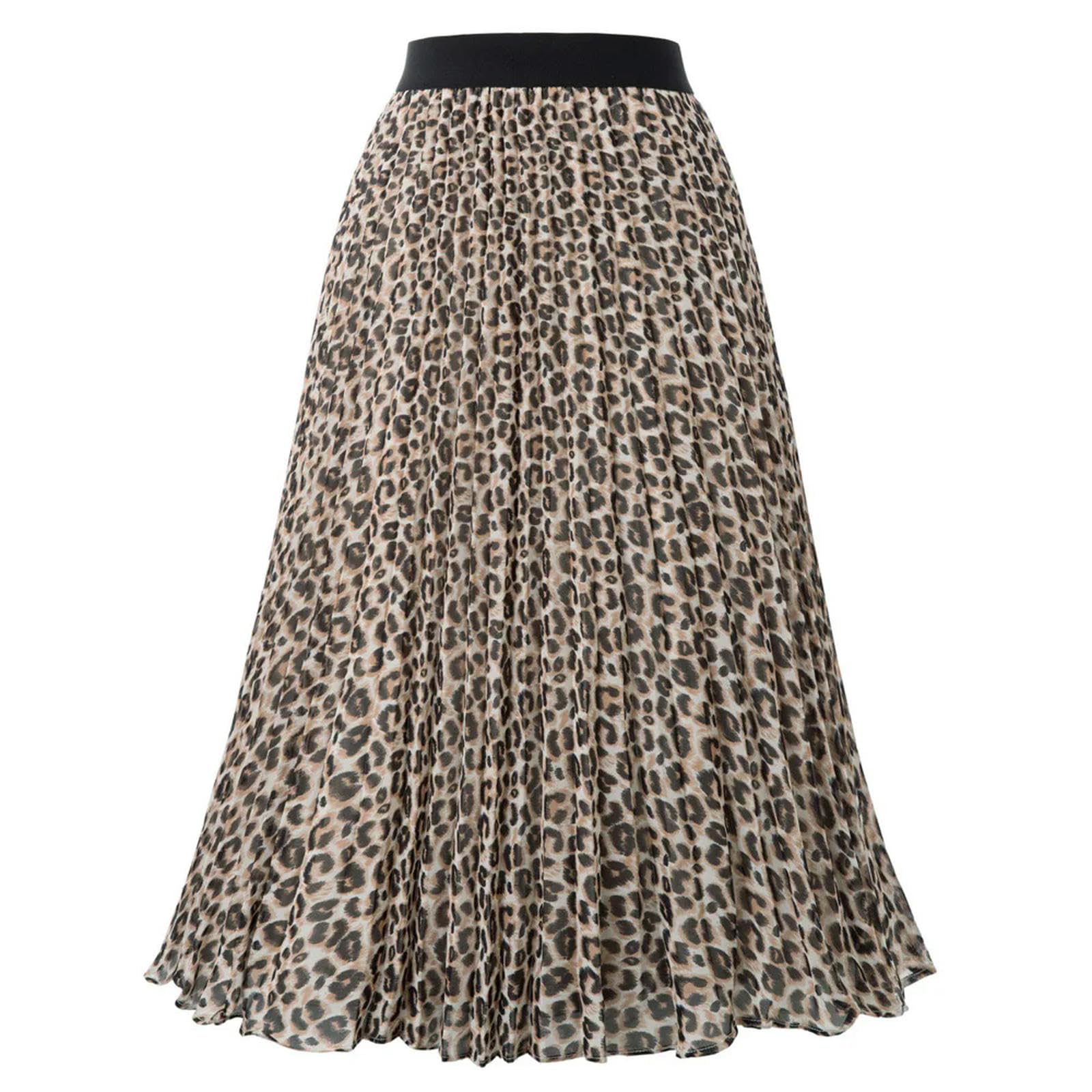Falda Larga de Mujer para Fiesta de Verano, Elegante, Estilo Skater, Elegante, a la Moda, de Cintura Alta, Plisada, con Vuelo, Falda de Corte A para Mujer, Color Negro, XXL