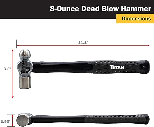 Miniatura 3 de Titan 63308 Martillo de bola de 8 onzas, cabeza de acero forjado, mango de fibra de vidrio absorbente de impactos de 11 pulgadas con agarre de goma