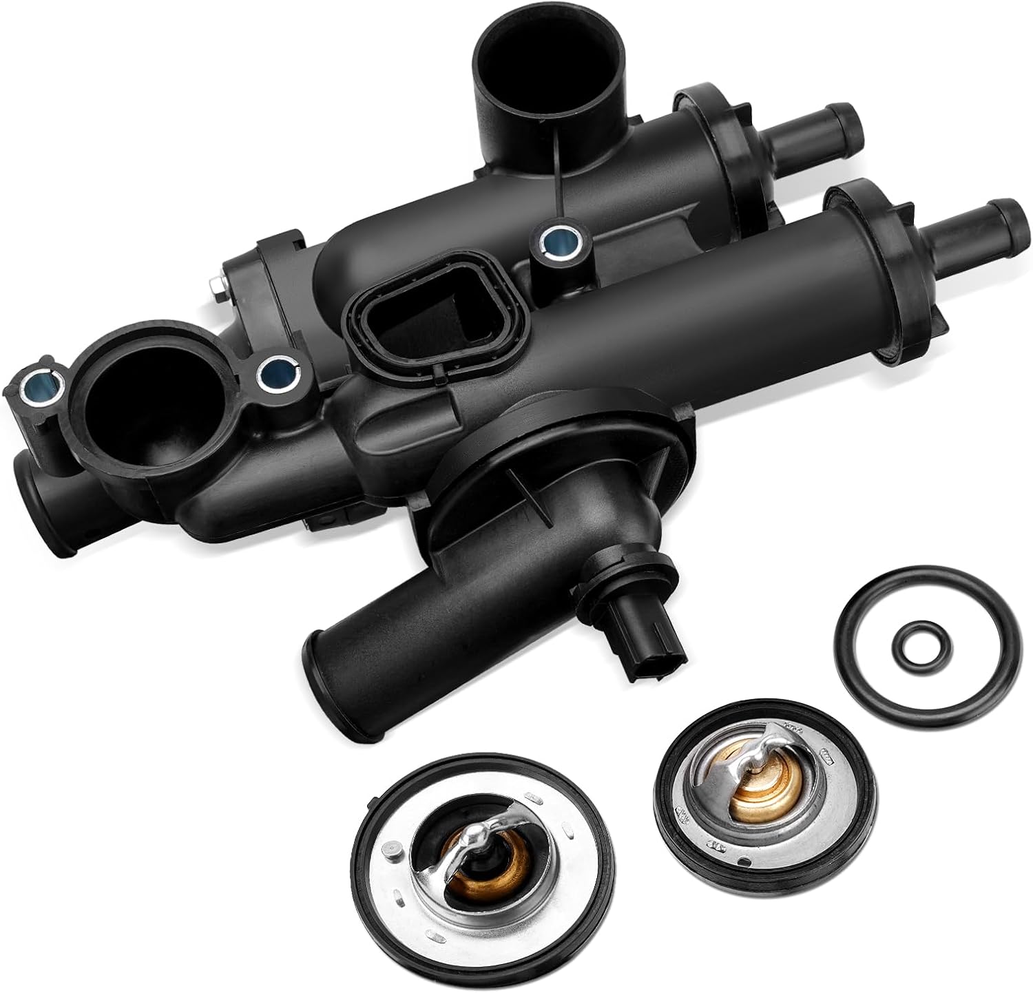 68003582AB Engine Coolant Thermostat Housing Assembly Compatible with Dodge, Chrysler, Jeep - Journey 09-20, Avenger 09-14, Compass Patriot 07-17, Caliber, Sebring, 200 4Cyl 2.4L 2.0L