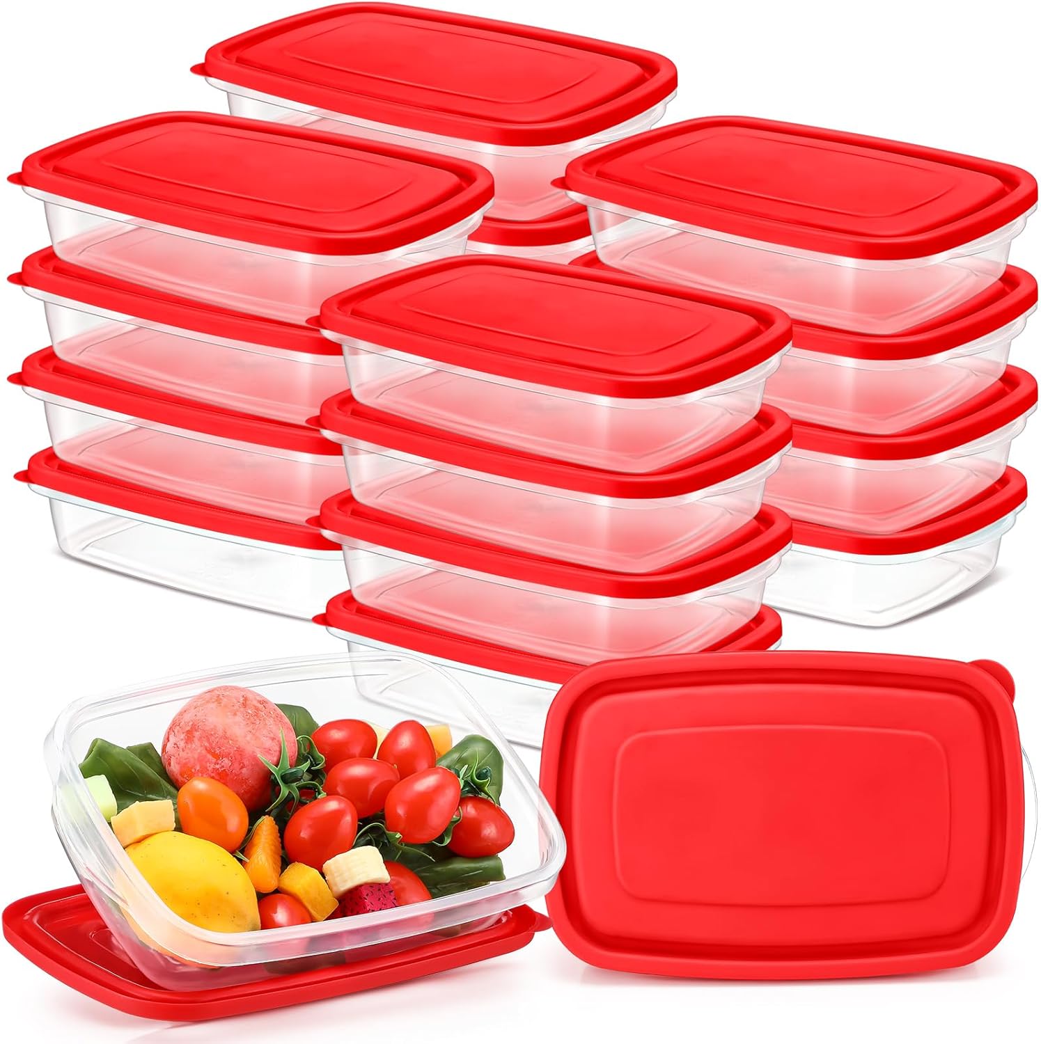 18 Pcs 33 Oz/ 4 Cups Plastic Food Storage Containers with Lids Portion Box Sets with Cover Stackable Plastic Containers with Lids Microwave Freezer Dishwasher Safe (Red) 18 Pcs 33 Oz/ 4 Cups Plastic Food Storage Containers with Lids Portion Box Sets with Cover Stackable Plastic Containers with Lids Microwave Freezer Dishwasher Safe (Red)