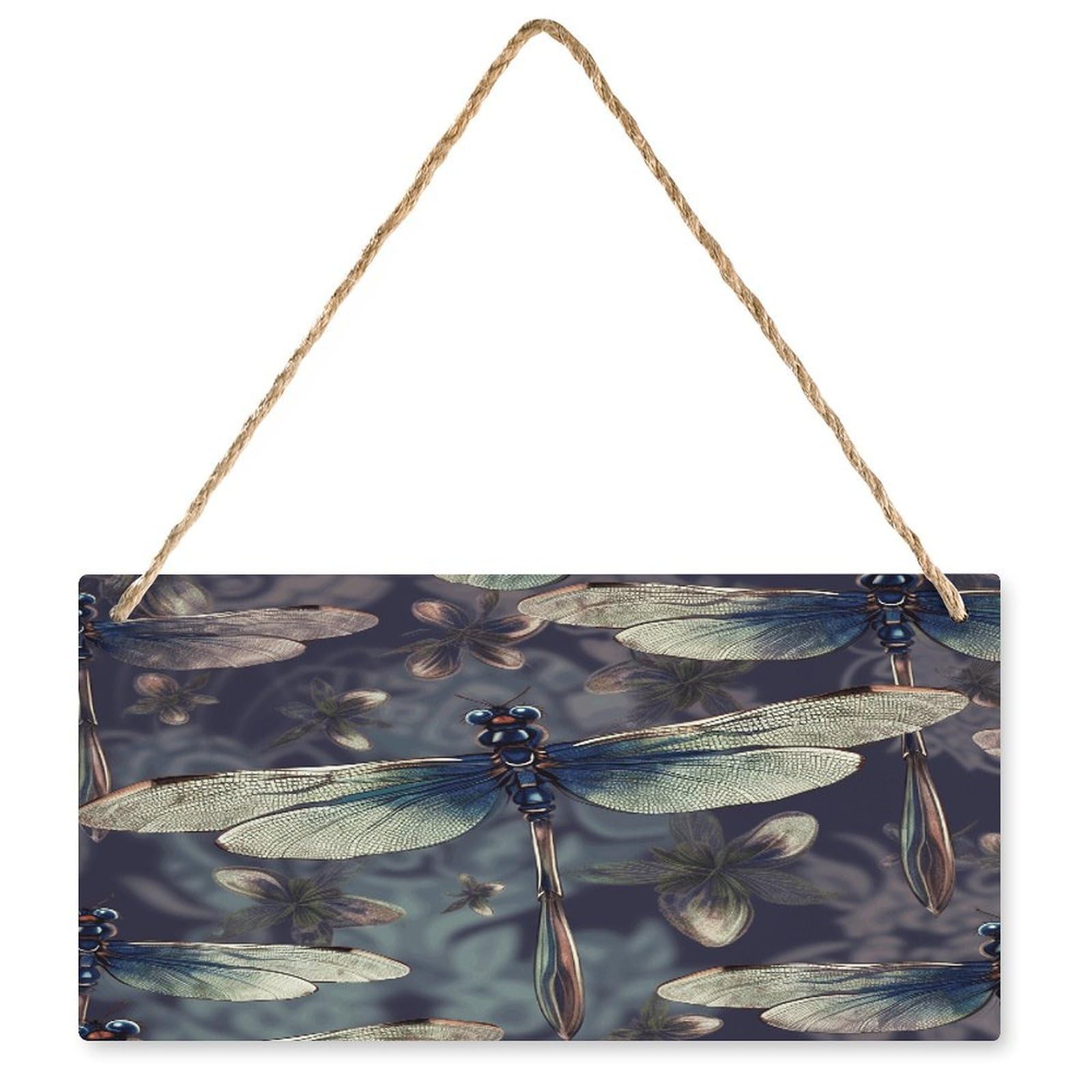 Fodpand Style Dragonfly Pattern Wall Art Wooden Hanging Sign Decor, Artwork For Wall Decoration, Funny Plaque For Bedroom Kitchen Living Room Home Decoration 9.8 X 4.9 Inch
