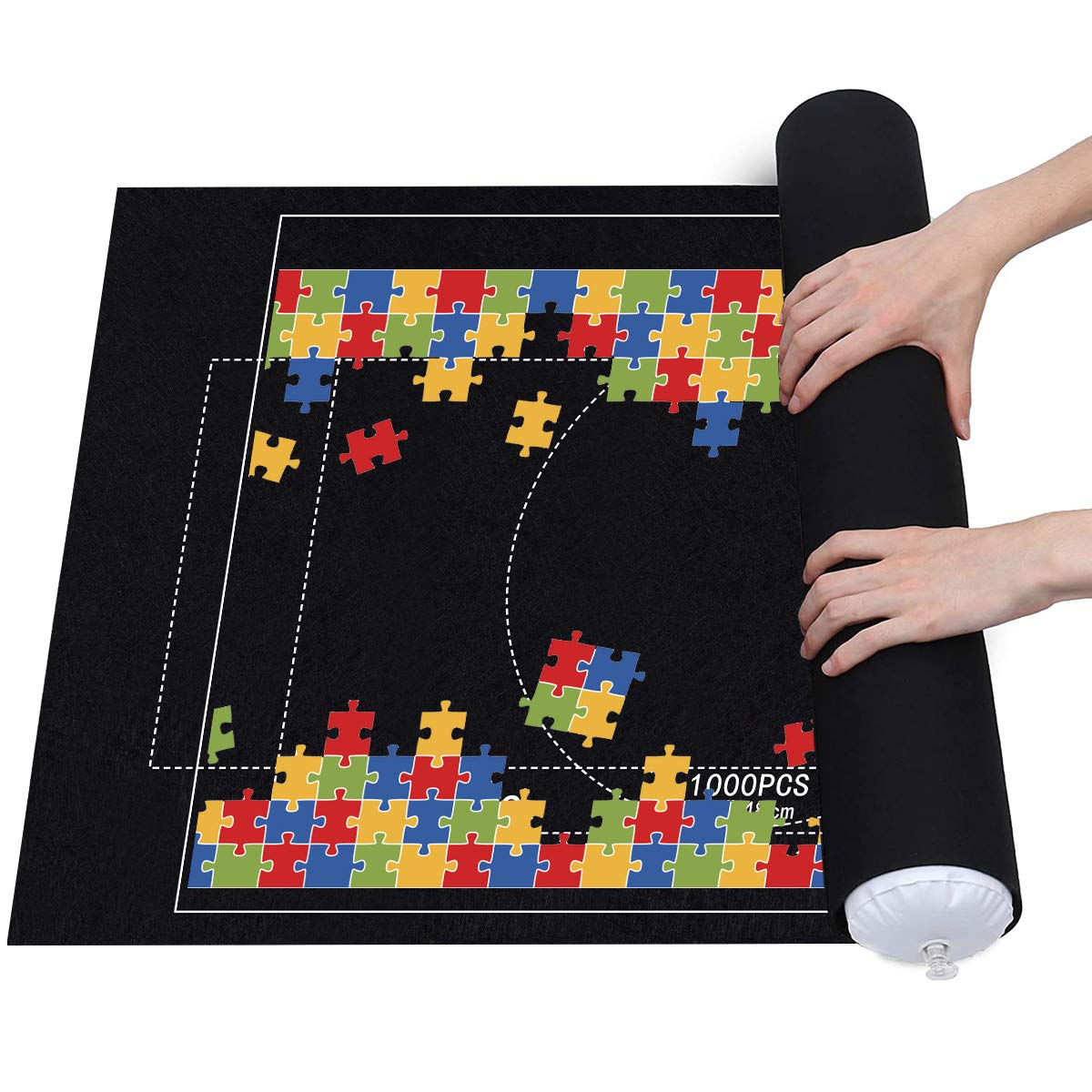 Queta Alfombra de puzzle para puzzle Puzzles Rollup, alfombrilla de puzzle Jigsaw Puzzle Roll Mat Alfombra de almacenamiento enrollable para puzzles con cordón Bolsa de almacenamiento, para hasta 1500